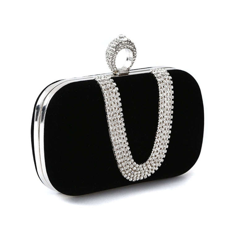 U-Shape Embellished Evening Bag Ladies Banquet Evening Clutch Bag(Red)