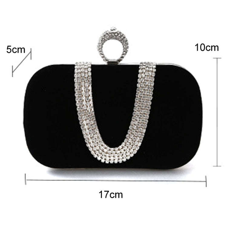 U-Shape Embellished Evening Bag Ladies Banquet Evening Clutch Bag(Sapphire Blue)