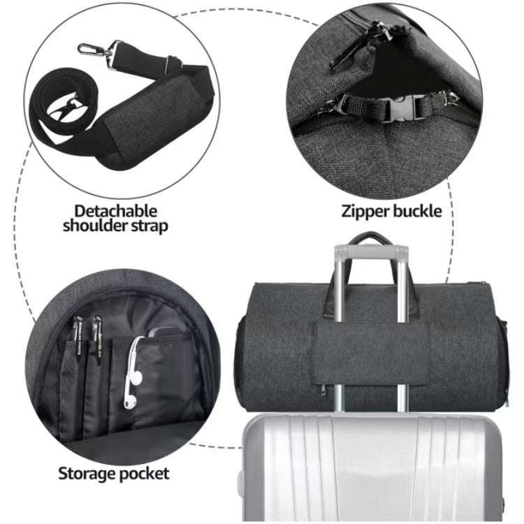 Large Capacity Suit Storage Bag Travel Portable Folding Bag Multifunctional Fitness Bag(Grey)