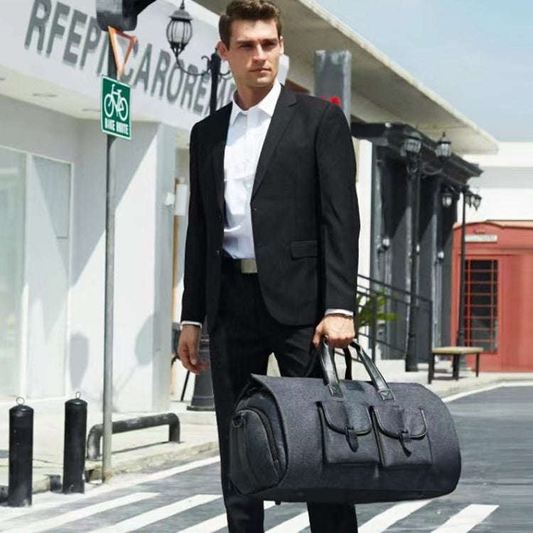 Large Capacity Suit Storage Bag Travel Portable Folding Bag Multifunctional Fitness Bag(Grey)