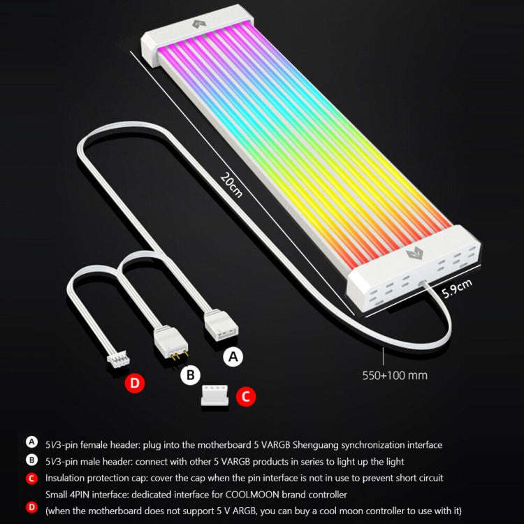 AOSOR Al200 Neon Cable Computer Motherboard Graphics Card Glow Board Power Supply Line Decoration...