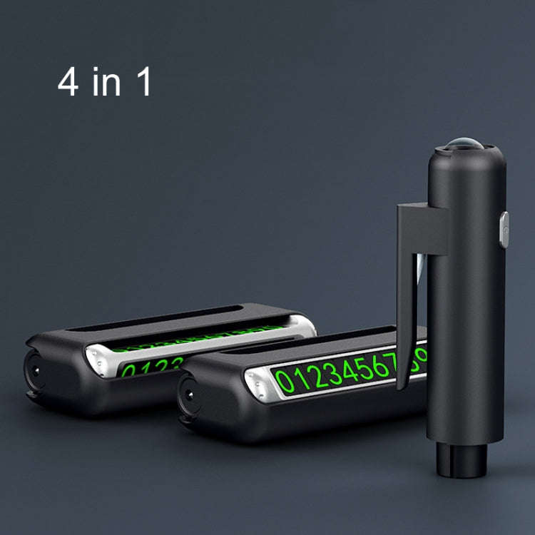 Car Safety Hammer Car Escape Device Temporary Parking Number Plate(4 In 1)