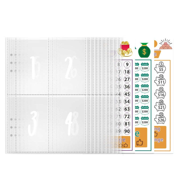 25sheets /Set A5 6 Holes Save Money Challenge Envelopes Replacement Inner Page, Spec: Set 1