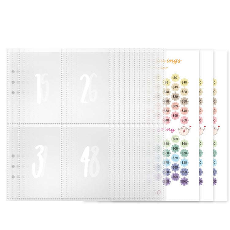 25sheets /Set A5 6 Holes Save Money Challenge Envelopes Replacement Inner Page, Spec: Set 2