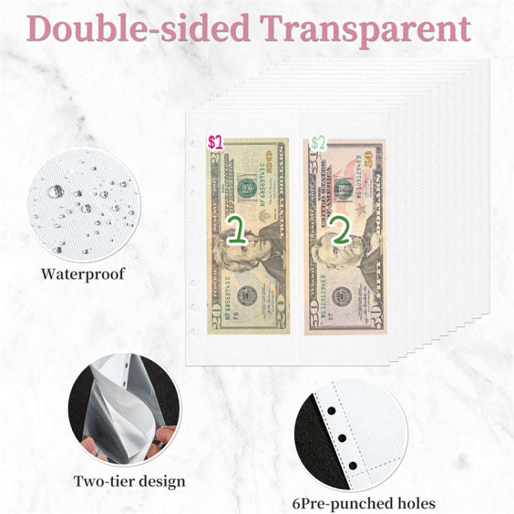 25sheets /Set A5 6 Holes Save Money Challenge Envelopes Replacement Inner Page, Spec: Set 4