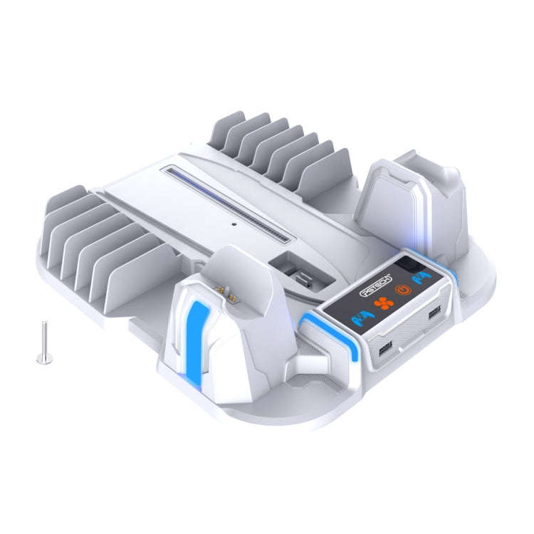 For Sony PS5 Slim PGTECH GP-521 Handle Charging Base Host Cooling Rack With Disc Rack(White)