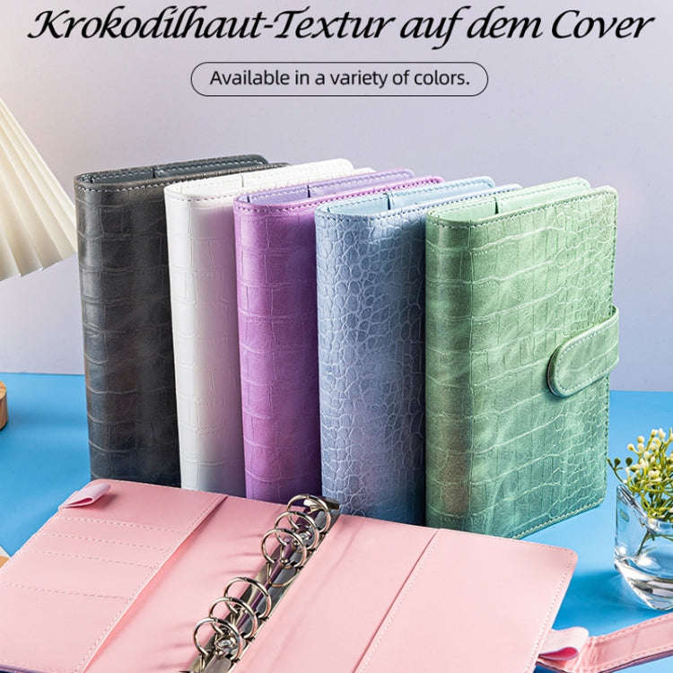 A6 German Loose Leaf Cash Budget Notebook Crocodile Pattern Macaron PU Leather Budget Planner(Pink)