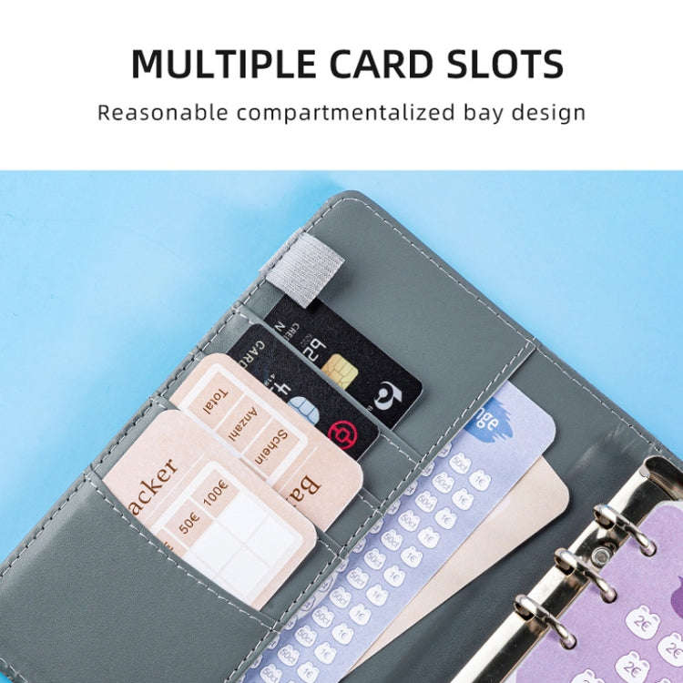 A6 German Loose Leaf Cash Budget Notebook Crocodile Pattern Macaron PU Leather Budget Planner(White)