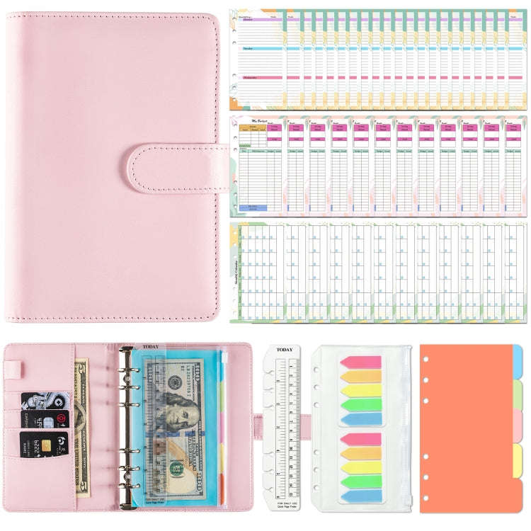 A6 Macaron Loose-Leaf Weekly Plan Monthly Plan Notebook PU Leather Multi-Function Storage Handboo...