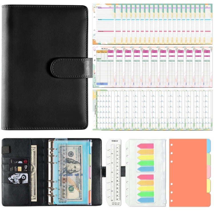 A6 Macaron Loose-Leaf Weekly Plan Monthly Plan Notebook PU Leather Multi-Function Storage Handboo...