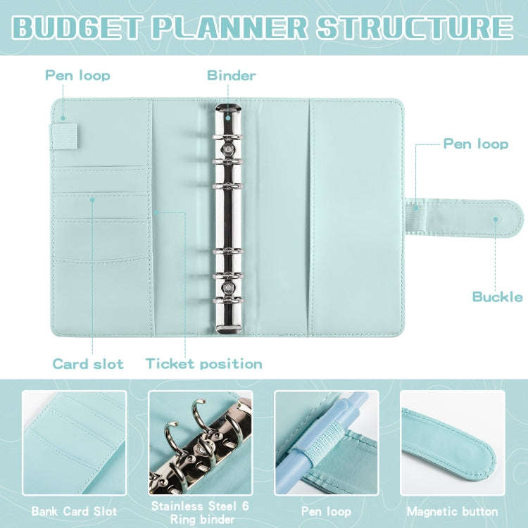 A6 Macaron Loose-Leaf Weekly Plan Monthly Plan Notebook PU Leather Multi-Function Storage Handboo...