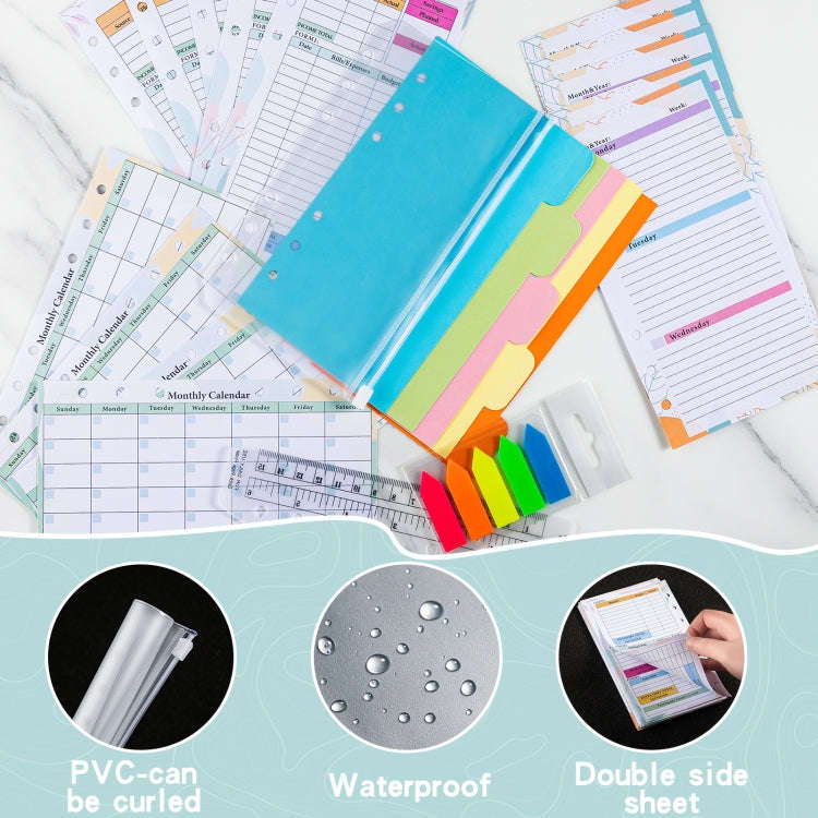 A6 Macaron Loose-Leaf Weekly Plan Monthly Plan Notebook PU Leather Multi-Function Storage Handboo...