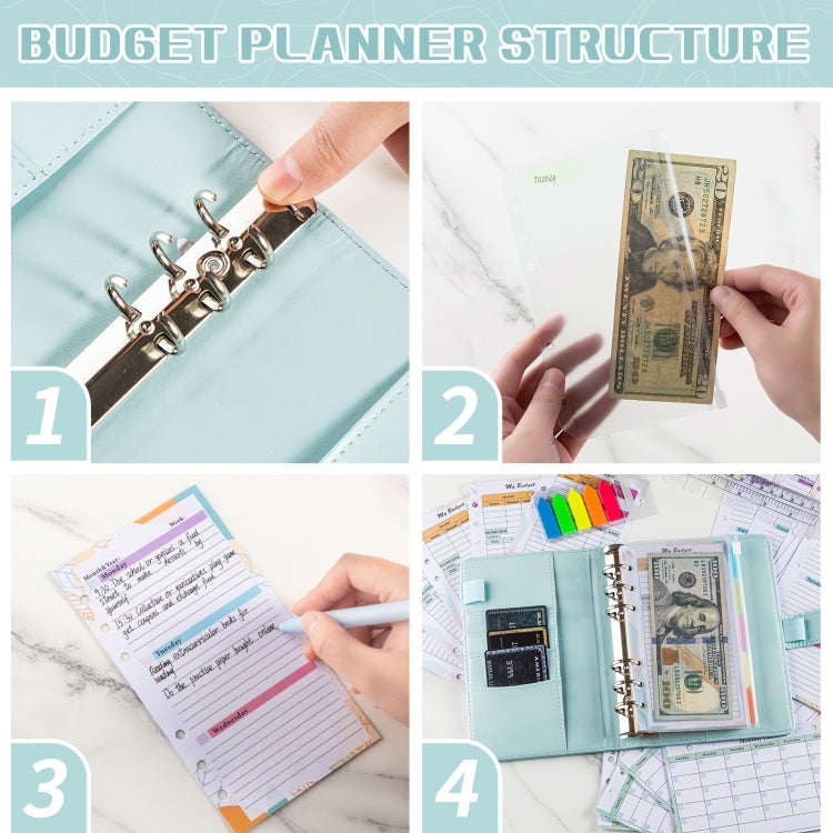 A6 Macaron Loose-Leaf Weekly Plan Monthly Plan Notebook PU Leather Multi-Function Storage Handboo...