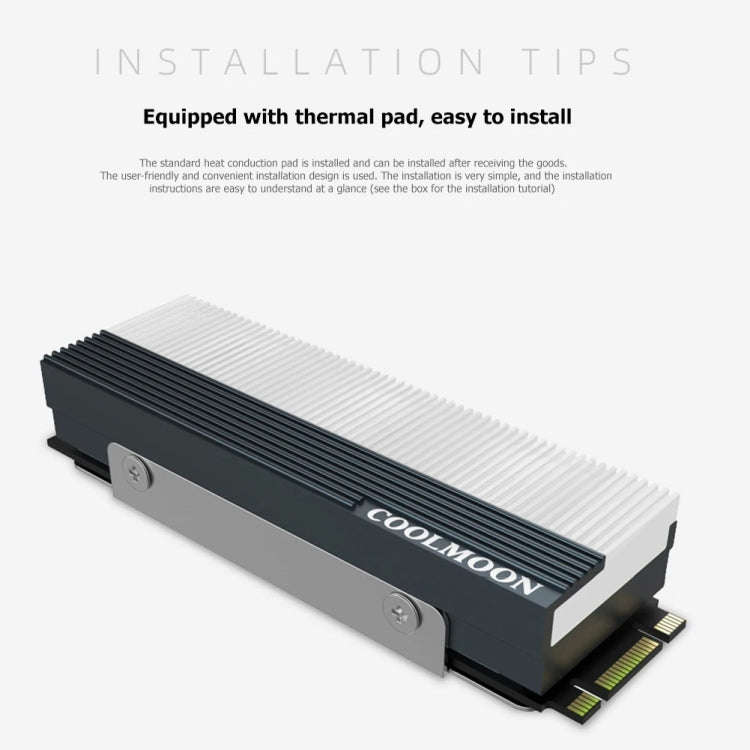 COOLMOON CM-M2A M.2 2280 Solid State Drive Cooler 5V ARGB Hard Drive Heatsink(White)