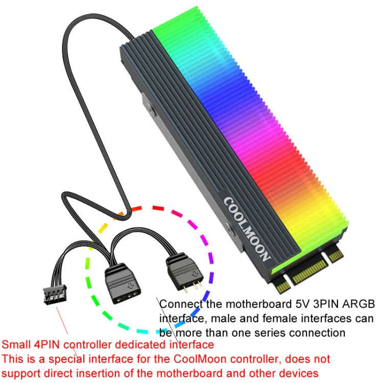 COOLMOON CM-M2A M.2 2280 Solid State Drive Cooler 5V ARGB Hard Drive Heatsink(White)