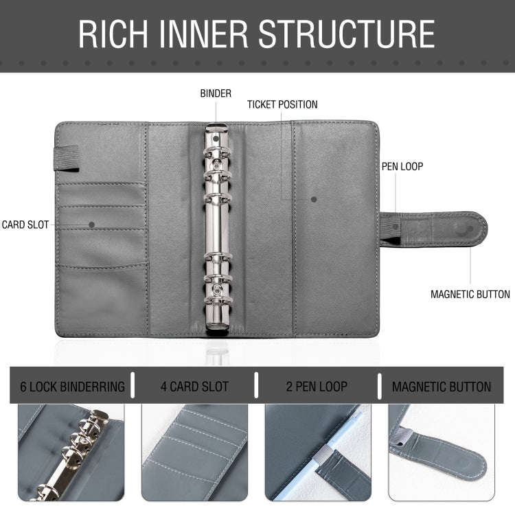 A6 Crocodile Pattern Money Saving Challenge Budget Notebook PU Leather Envelope Binder Budget(Gray)