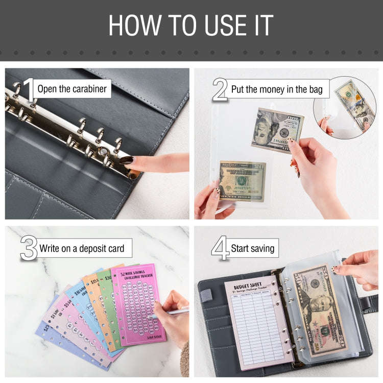 A6 Crocodile Pattern Money Saving Challenge Budget Notebook PU Leather Envelope Binder Budget(Pur...