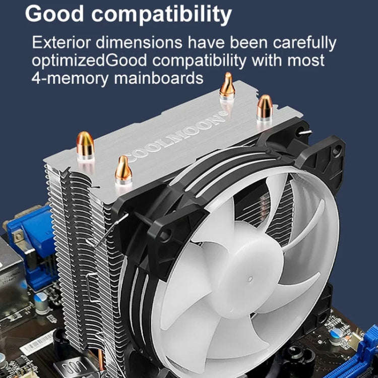 COOLMOON Frost Double Copper Tube CPU Fan Desktop PC Illuminated Silent AMD Air-Cooled Cooler, St...