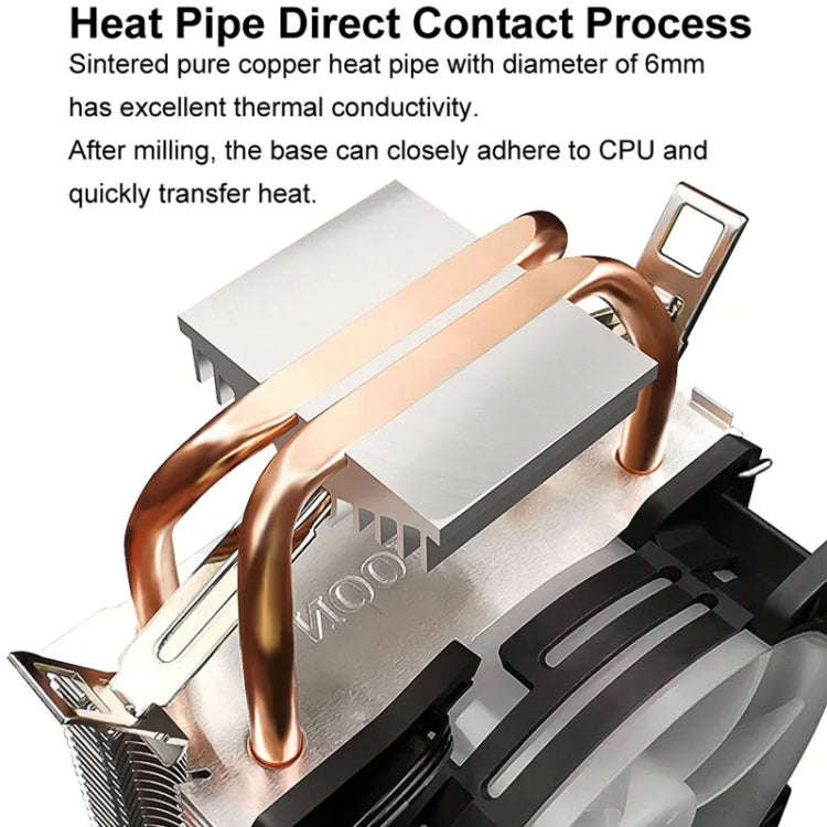 COOLMOON Frost Double Copper Tube CPU Fan Desktop PC Illuminated Silent AMD Air-Cooled Cooler, St...