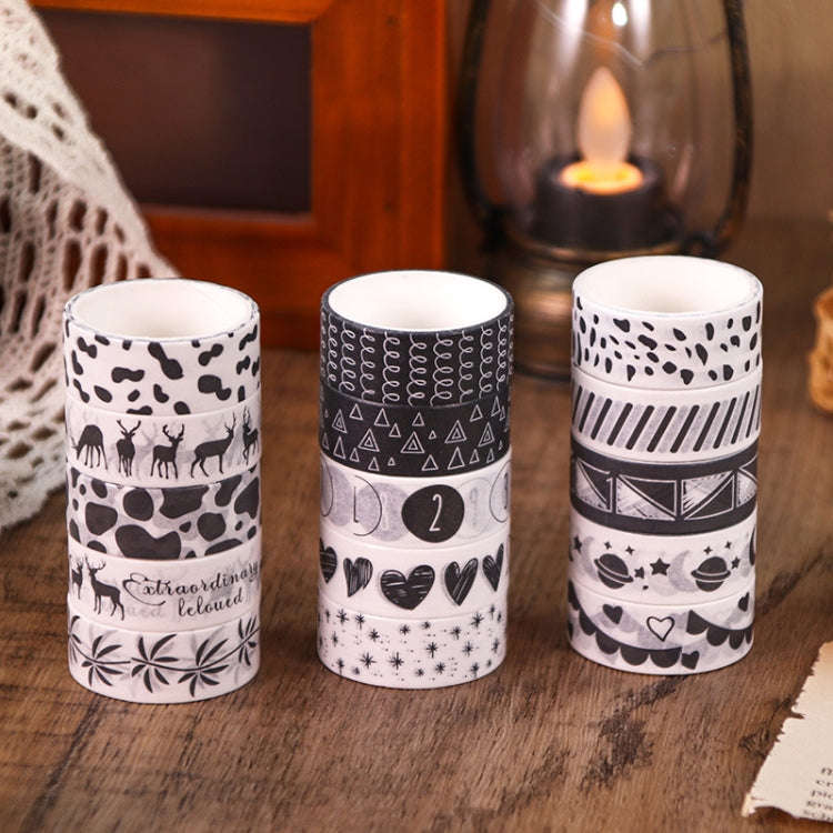 60rolls /Set 1.5cm x 2m Washi Tape Set For Scrapbooking Supplies Art Craft Tape(Black and White P...