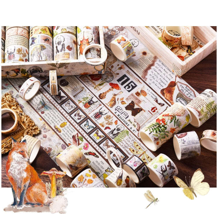 18rolls /Box  Nostalgic Memory Washi Tape Set Retro Style DIY Scrapbook Stickers, Style: Forest D...