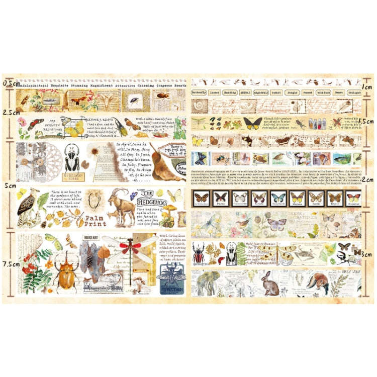 18rolls /Box  Nostalgic Memory Washi Tape Set Retro Style DIY Scrapbook Stickers, Style: Forest D...