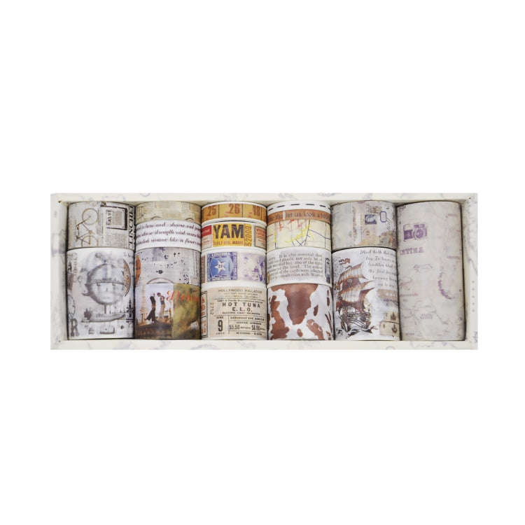 18rolls /Box  Nostalgic Memory Washi Tape Set Retro Style DIY Scrapbook Stickers, Style: World Tr...
