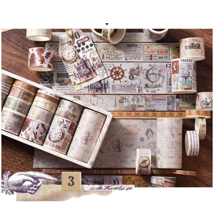 18rolls /Box  Nostalgic Memory Washi Tape Set Retro Style DIY Scrapbook Stickers, Style: World Tr...
