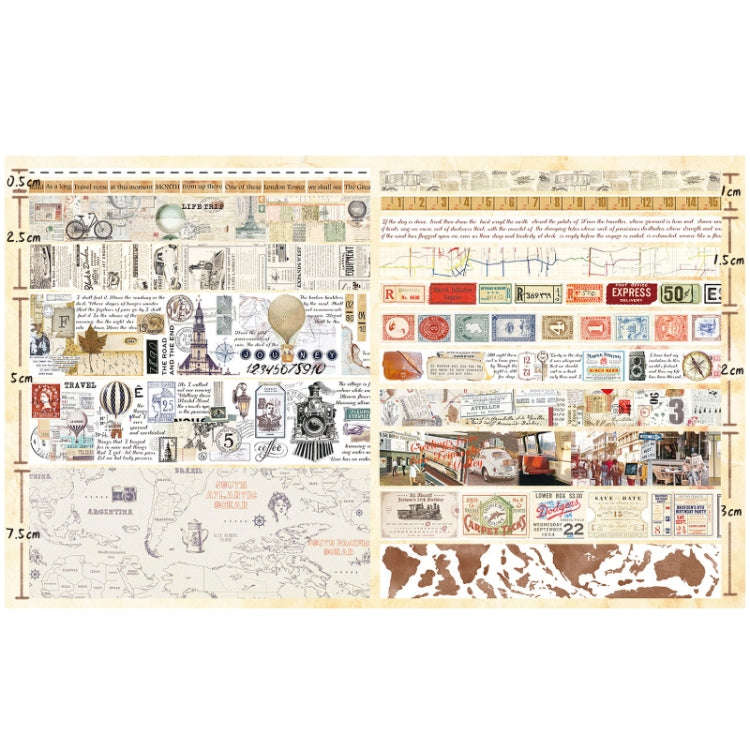 18rolls /Box  Nostalgic Memory Washi Tape Set Retro Style DIY Scrapbook Stickers, Style: World Tr...