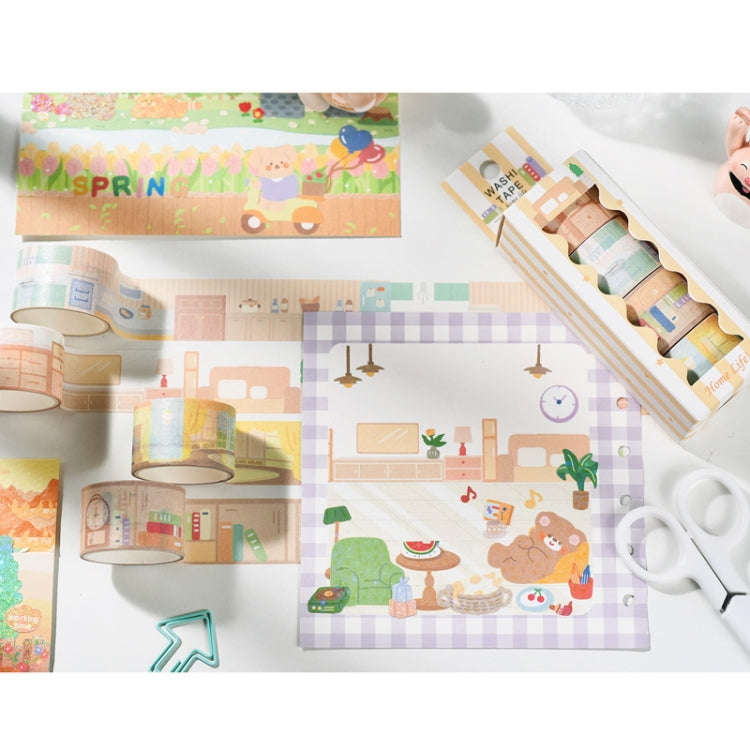 4rolls /Box 2.5cm x 2m Slow Life Washi Tape for Scrapbooking and Journal Decoration, Style: House...