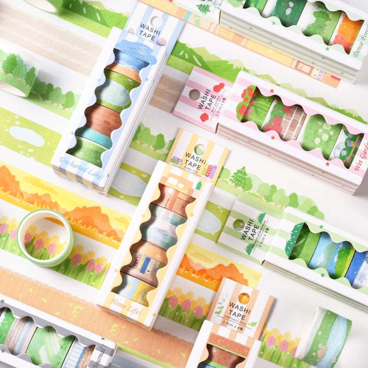4rolls /Box 2.5cm x 2m Slow Life Washi Tape for Scrapbooking and Journal Decoration, Style: House...