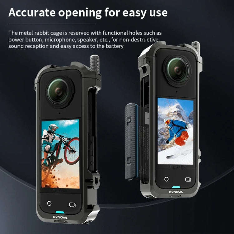 For Insta360 X4 CYNOVA Metal Rabbit Cage + Lens Cover Set Protective Accessories(Black)