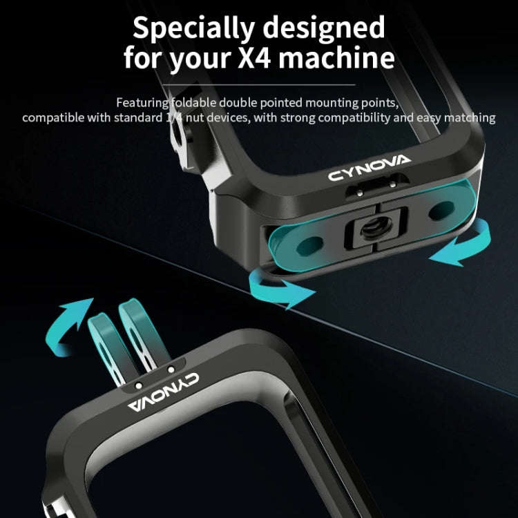 For Insta360 X4 CYNOVA Metal Rabbit Cage + Lens Cover Set Protective Accessories(Black)