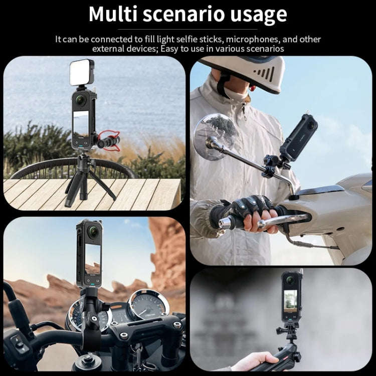 For Insta360 X4 CYNOVA Metal Rabbit Cage + Lens Cover Set Protective Accessories(Black)