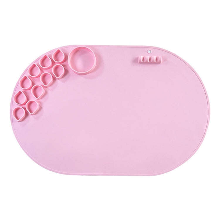 59 x 40cm  Oval Silicone Painting Pad Art Mat for Drawing Clay(Pink)