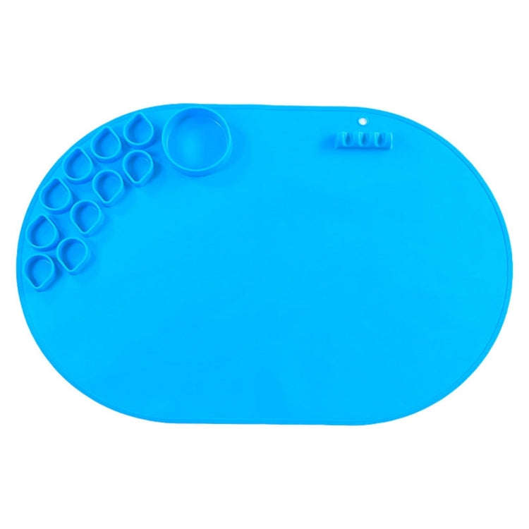 59 x 40cm  Oval Silicone Painting Pad Art Mat for Drawing Clay(Blue)