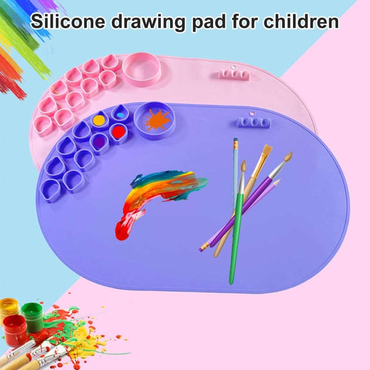 59 x 40cm  Oval Silicone Painting Pad Art Mat for Drawing Clay(Blue)