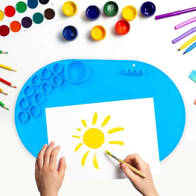59 x 40cm  Oval Silicone Painting Pad Art Mat for Drawing Clay(Blue)