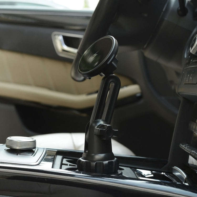 Car Water Cup Holder MagSafe Wireless Charging Bracket(Black)