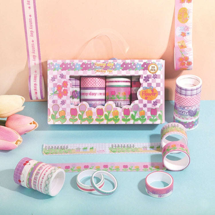 20rolls /Box Art Animals Flowers Washi Tape Set DIY Scrapbook Stickers, Style: Flower Series