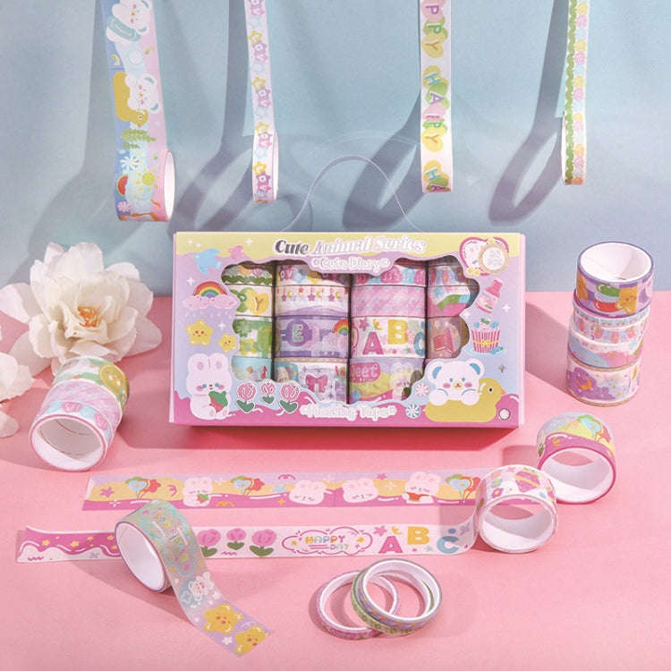 20rolls /Box Art Animals Flowers Washi Tape Set DIY Scrapbook Stickers, Style: Cute Animal