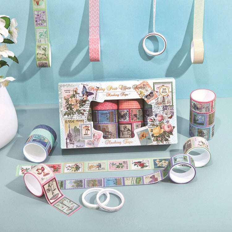 20rolls /Box Art Animals Flowers Washi Tape Set DIY Scrapbook Stickers, Style: Memory Post Office