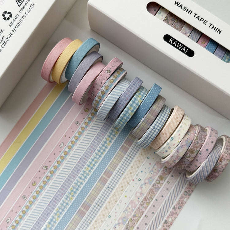 20rolls /Box 0.7cm x 3m Split Thin Washi Tape Set DIY Scrapbook Stickers(Kawai)