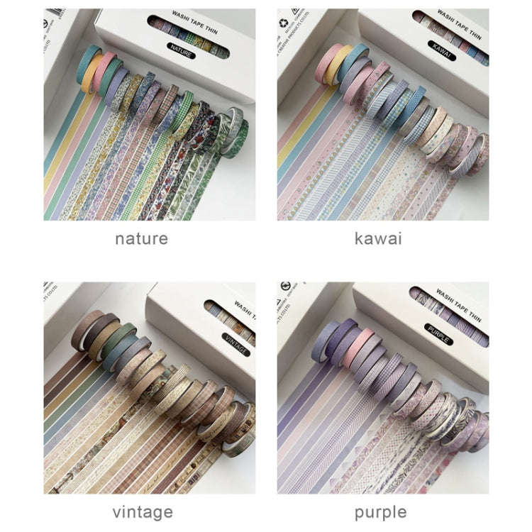 20rolls /Box 0.7cm x 3m Split Thin Washi Tape Set DIY Scrapbook Stickers(Purple)