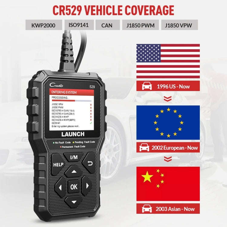 Launch Creader CR529 OBD2 Car Engine Fault Tester Code Scanner(Black)