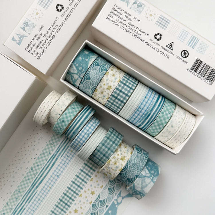 10rolls /Box Combined Washi Tape Set DIY Scrapbook Stickers 1.5cmx4+1cmx6(Aloof)