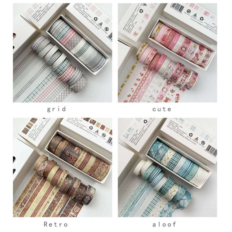 10rolls /Box Combined Washi Tape Set DIY Scrapbook Stickers 1.5cmx4+1cmx6(Grid)
