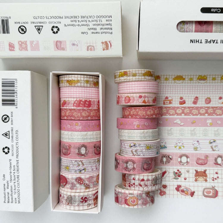 10rolls /Box Combined Washi Tape Set DIY Scrapbook Stickers 1.5cmx4+1cmx6(Grid)