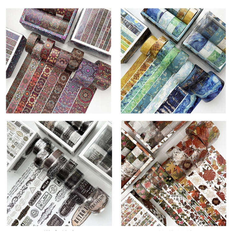 8rolls /Box  Ancient Style Transparent PET Tape Set for Journaling 3cm x 2+2cm x 2+1.5cm x 4(Van ...