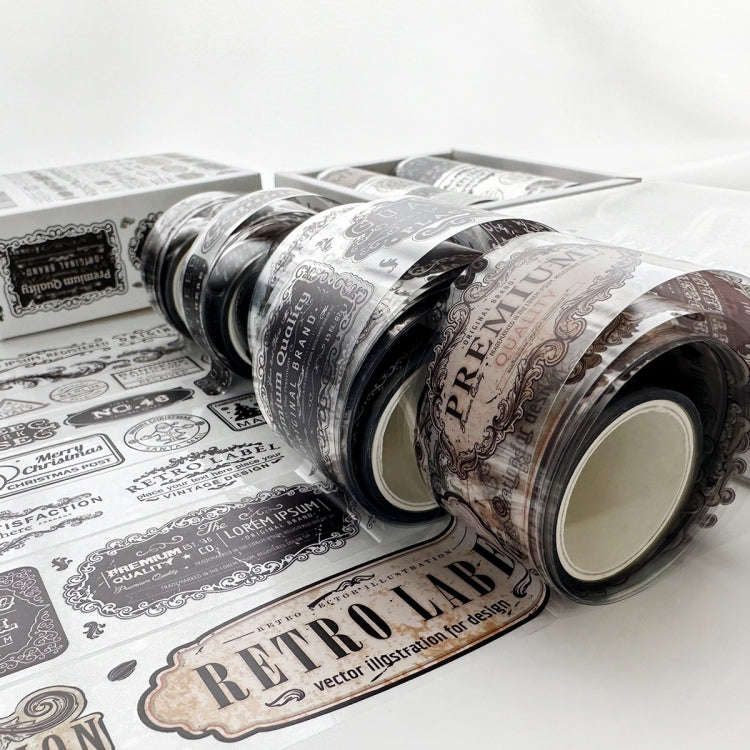 8rolls /Box  Ancient Style Transparent PET Tape Set for Journaling 3cm x 2+2cm x 2+1.5cm x 4(Van ...